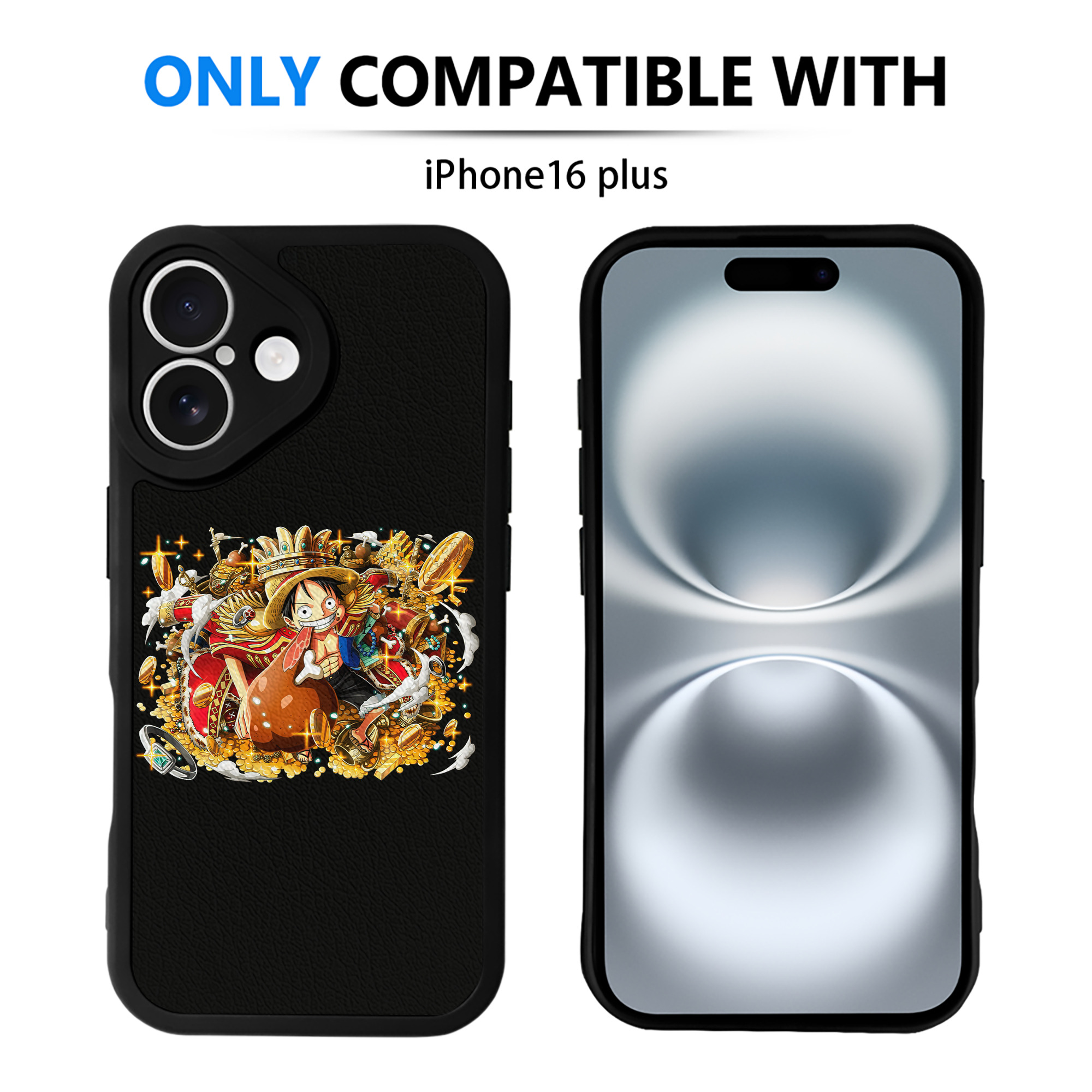 （画像用） ワンピース モンキー・D・ルフィ ONE PIECE Monkey D. Luffy 【iPhone 16シリーズ対応】シリコンスマホケース（レザー調） 材質：シリコン